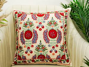 Embroidered Cotton <b>Cushion</b> <b>Cover</b> Handmade Ethnic Floral Wholesale Bulk Home Decor OEM Supplier - Product Image 4