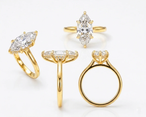 แหวนเพชรทรงมาร์คีส์ 3 กะรัต ทอง 14k ชุบแพลตตินั่ม คลาสสิก เพชรเลี้ยงในห้องปฏิบัติการ สำหรับงานหมั้นและงานแต่งงาน รับรองโดย IGI ระดับ VS1 สี F - Product Image 1