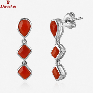 Customizable popular top grade <b>earring</b> 925 sterling <b>silver</b> carnelian natural gemstone drop <b>earrings</b> for wedding anniversary - Product Image 1