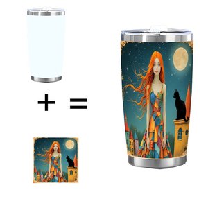 Stainless Steel Tumbler 20oz Double Wall <b>Insulated</b> Travel <b>Mug</b> With Art Design For Coffee Tea - Product Image 1