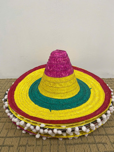 Chapeau de paille Sombrero en herbe de palmier naturelle, brodé à la main, style mexicain, décontracté, pour le cyclisme, la décoration de bar, les événements et le team building - Product Image 2