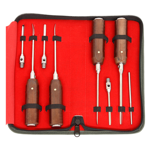 Kit d'outils dentaires : Élévateurs à dents de loup (incisives), ensemble de 12 pièces en acier inoxydable avec poignées en fibre et étui à fermeture éclair - Product Image 2