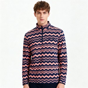 Custom Men's Quarter Zip Golf Pullover Polyester Long Sleeve Sublimation Sports Training Top OEM Wholesale - Product Image 6