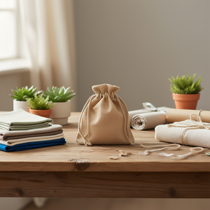 Sac cadeau en lin ILAN 15x20 cm couleur naturelle 2 pièces - Product Image 3