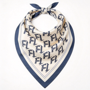 Écharpe en satin à motif géométrique pour femme, en polyester respirant, pour usage quotidien, impression par sublimation régulière, 220g, toutes saisons, bleu - Product Image 3