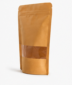 Pochette en papier kraft OEM ODM avec fermeture éclair et fenêtre de visualisation pour le stockage d'aliments secs - Product Image 1