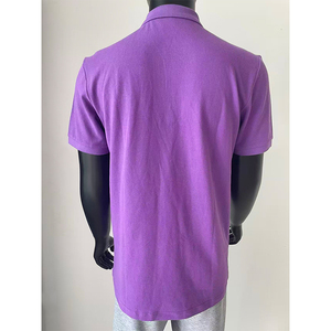 Polo de Manga Corta Morado para Hombre, Corte Regular, Cierre de Botones, Color Sólido, Tejido de Punto Informal y Transpirable - Product Image 2