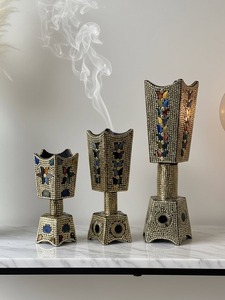Luxury Traditional Arabic <b>Oud</b> Incense <b>Burner</b> with Sandalwood Finish Religious High Quality for Ramadan Home Decor Indian Incense - Product Image 1