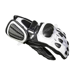 Guantes de Motociclismo Negros y Blancos de Cuero Genuino para Carreras, Guantes de Carretera con Protección de Nudillos para Hombre, para Verano y Actividades al Aire Libre - Product Image 2