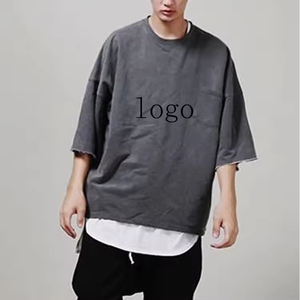 Custom <b>logo</b> Drop Shoulder Vintage Fade Tee Half Sleeves Oversized Men Blank Washing Oversized T-shirt - Product Image 2