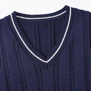 Gilet en tricot à col en V pour enfants, sans manches, uniforme scolaire, cardigan, sous-vêtement pour garçons et filles, automne - Product Image 5