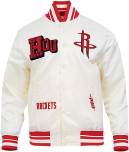 Detroit Pistons Unisex White Coated Varsity Jacket with Embroidered Logo on Front and <b>Red</b> Trim Reversible & Breathable - Product Image 4