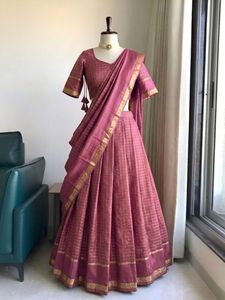 Chaniya Choli de Algodón Romano Premium con Patrón Kali y Dupatta con Estampado Leheriya, para Fiestas, Bodas y Eventos Festivos - Product Image 4