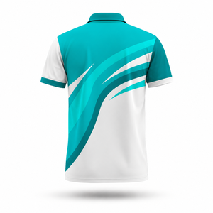 Wholesale Custom Printed Teal White Knitted Quick Dry Men's for <b>Shirt</b> Polyester Heat-Transfer Printing Sports Golf Corporate - Product Image 3