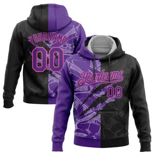 Sudadera con Capucha Personalizada para Hombre, Diseño de Grafiti Morado y Negro, Sublimación, Poliéster, Ropa Deportiva Informal para Otoño - Product Image 3