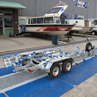 Remorque bateau à double essieu 2000 kg, châssis galvanisé pour bateaux jusqu'à 23 pieds, remorque ponton robuste résistante à l'eau salée