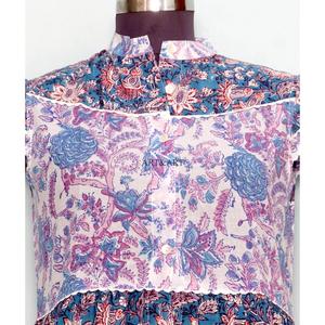 Robe longue d'été moderne pour femme 100 % coton à imprimé floral, écologique, élégante pour les fêtes, décontractée pour le quotidien, avec boutons décoratifs - Product Image 2