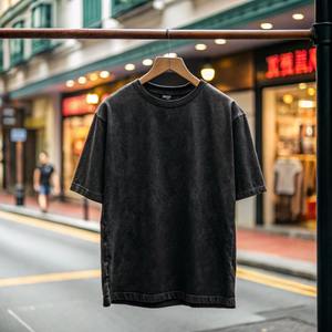 Nouvel Arrivage T-shirt Uni Grande Taille Délavé 230 GSM Coupe Oversize Épaules Tombantes 100% Coton Personnalisable Haute Qualité - Product Image 4