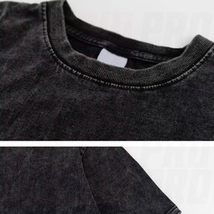 T-shirt délavé pour homme, coupe ample décontractée, style vintage, effet délavé à l'acide, pour homme et femme, noir, streetwear hip-hop, manches courtes - Product Image 3