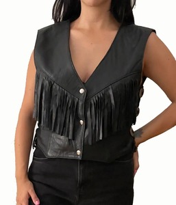 Chaleco de Cuero Genuino para Mujer 2026, Tejido, con Cierre de Cremallera, Personalizado, al por Mayor, de Alta Calidad - Product Image 1