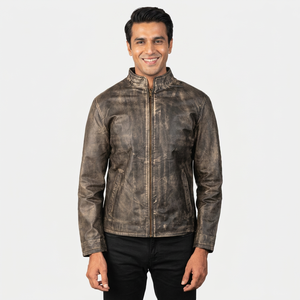 <b>Men's</b> Casual Slim Solid Sheep Skin <b>Leather</b> <b>Jacket</b> with Stand Collar High Street Fashion for Winter <b>jacket</b> for <b>men</b> - Product Image 4