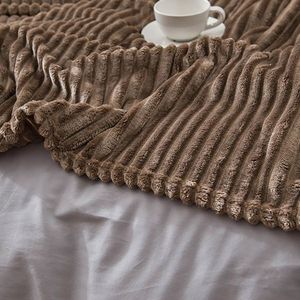 Brown Printed Flannel Throw Blanket Solid Color Soft Lightweight Sizes 28*40 Inches & 60*80 Inches - Product Image 3
