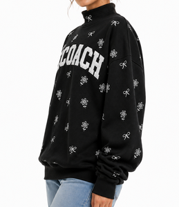 Sudadera de cuello alto extragrande para mujer, con logo personalizado, 100% algodón, hombros caídos, forro polar suave, OEM, invierno - Product Image 2