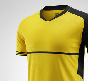 Camiseta de Fútbol para Hombre, Amarilla y Negra, con Bloques de Color, Manga Corta, Cuello en V, Absorbe la Humedad, Ropa Deportiva de Poliéster para Todas las Temporadas - Product Image 5