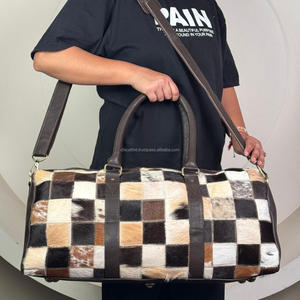 Vente en gros de bagages en cuir de vachette patchwork en poil de vache pour l'extérieur Sac de voyage pour costume d'affaires Sac polochon de luxe - Product Image 5