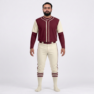 Ensemble de maillot et pantalon de baseball pour hommes, manches courtes, col en V, fermeture à boutons, 100% polyester, antibactérien, respirant, personnalisable pour équipe - Product Image 6