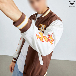 Wholesale Men Satin Varsity Jacket Lightweight Custom Embroidery Printed Casual Retro Slim Fit Streetwear Bomber Jackets - Product Image 4
