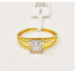Anillo de Oro Sólido de 22K con Circonita Cúbica para Mujer, Anillo de Compromiso Solitario de Oro Amarillo Real Hecho a Mano, Joyería Fina para Boda - Product Image 1