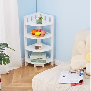 4-Tier <b>Corner</b> Shelf Wood Storage Stand with Multipurpose Cor for Small Home Office or Bathroom Kitchen Storage <b>Unit</b> - Product Image 3