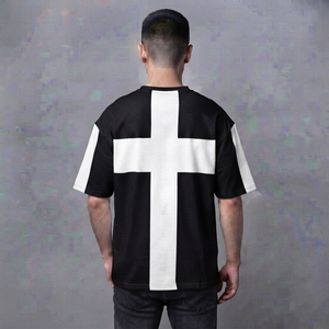 เสื้อยืดคอกลมทรงหลวมแบบหนาพิเศษสำหรับผู้ชาย สไตล์สตรีทแวร์ ดีไซน์เนอร์ แบรนด์ OEM ขายส่ง รับทำโลโก้ตามสั่ง - Product Image 6