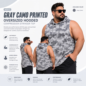 Wholesale Men <b>Camo</b> Hooded Stringer <b>Top</b> Plus Size Gym Tank <b>Top</b> Sports Training Hooded Singlet <b>Top</b> Men Yoga Sleeveless Hoodie - Product Image 6