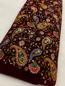 Luxury Velvet Embroidery <b>Fabric</b> Sequence Beaded Chain Stitch Designer Textile For Wholesale Fashion Garment Buyers For Importers - Product Image 2