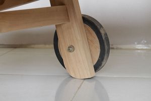 Outdoor Lounger in Solid Teak Wood Well Sanded Finish Modern Design Pull Tray <b>Adjustable</b> Back Position No Cushions Hard Floor - Product Image 4