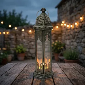 <b>Moroccan</b> Style Metal Hexagon Lantern Home <b>Decoration</b> Durable Outdoor Indoor Use - Product Image 6