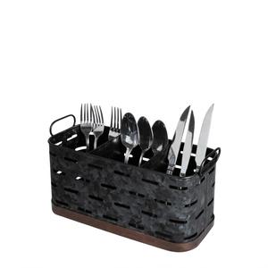 Organizador de Cocina de Hierro Galvanizado Negro de Alta Calidad con Asa para Cubiertos y Servilletas a Bajo Precio - Product Image 2