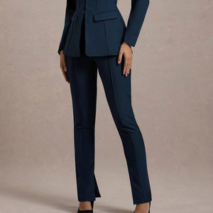 Pantalones Deportivos de Moda para Mujer, Cintura Elástica, Logotipo Personalizado, Pierna Ancha con Pliegues, Pantalones Lisos para Entrenamiento, de Poliéster - Product Image 4