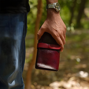 Premium <b>Men</b> Genuine Leather Phone Organizer Bifold Long <b>Wallet</b> Burgundy Luxury Handmade <b>Wallet</b> With Handstitching Zipper Pocket - Product Image 4