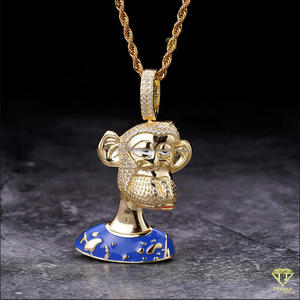 Colgante de dibujos animados con incrustaciones de diamantes en plata de ley 925 con piedras de moissanita VVS, joyería hip hop. - Product Image 3