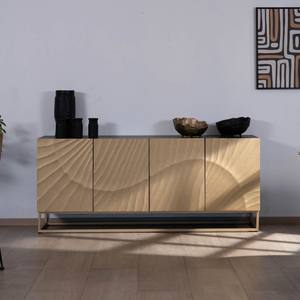 Vandana Crystal Vision 4-door <b>sideboard</b> in metal and solid wood - Product Image 1