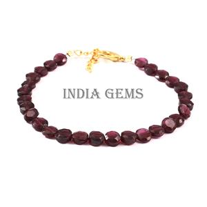 Adjustable 925 <b>Silver</b> <b>Bracelet</b> Faceted Rhodolite Garnet <b>Beads</b> Classic Style Natural Quality Gemstone Jewelry Perfect Gift for - Product Image 1
