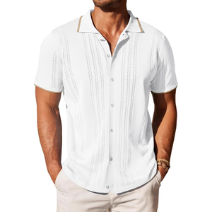 Camisas informales de manga corta para hombre, teñidas de color liso, transpirables, para uso diario - Product Image 2