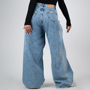Pantalones Vaqueros de Mezclilla para Mujer, Talla Grande Personalizada, Jeans Rectos Casuales, Estilo Urbano, Corte Holgado, Lavado Desgastado - Product Image 2