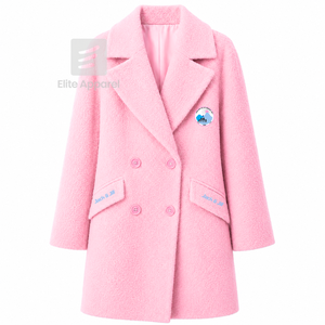 Manteau long en laine personnalisé Jack and Jill of America avec logo brodé sur le devant, couleur bleu clair et rose, manches longues, pour femme - Product Image 1