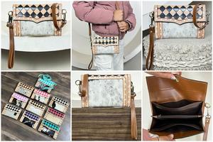 Bolso de Mano Tipo Bandolera Largo de Estilo Bohemio para Mujer, Bolso de Cuero con Diseño a Cuadros, Bolso de Hombro Mini - Product Image 3