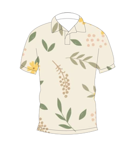 เสื้อโปโลแขนสั้นพิมพ์ลายใบไม้สีเบจสำหรับผู้ชาย เสื้อกอล์ฟลำลองสำหรับฤดูร้อน - Product Image 4