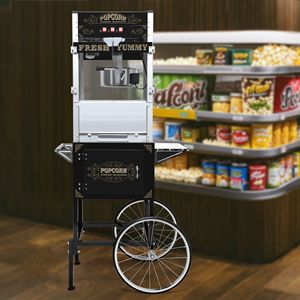 Commercial Popcorn Machine with Cart 20 Oz <b>Kettle</b> <b>Vintage</b> Style Popper on Wheels Tempered Glass Warming Deck 110V - Product Image 3